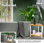 2-Tier Bamboo Corner Shower Caddy, Waterproof Bathroom Corner Storage Organizer - Image 2