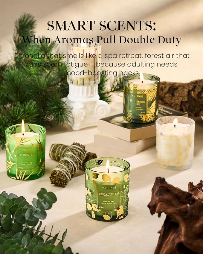 M&SENSE Evergreen Pine Vegan Soy Candles, 8.1oz 42-Hour Slow Burning Non Toxic - Image 5