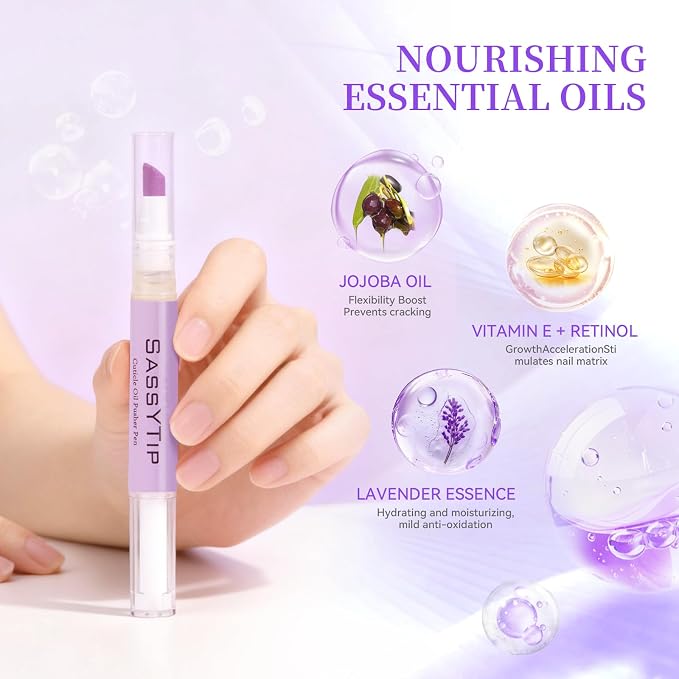 Ceramic Cuticle Pusher & Oil Pen, 2ml Rose/Lavender/Fragrance Free Scented Nail - Image 4