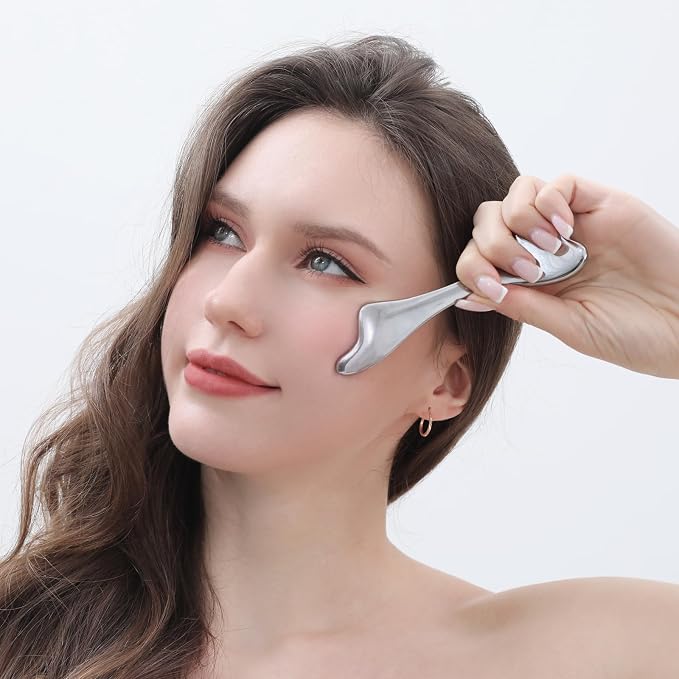 pfefe Stainless Steel Gua Sha & Face Roller, 3-in-1 Dolphin Facial Roller - Image 6