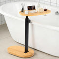 Bamboo Bathtub Side Table, 360° Swivel Height Adjustable Freestanding Bath by VELOHEIM