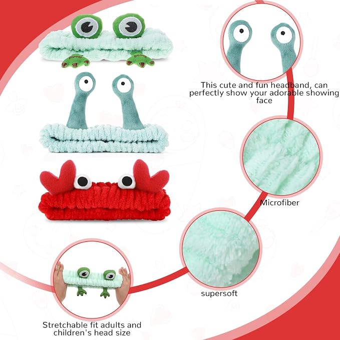 WLLHYF 3 Pack Spa Headband Face Wash Hairband Facial Makeup Head Wraps Cartoon - Image 3