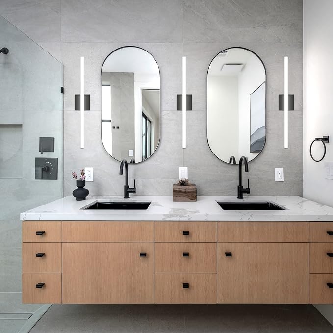 Combuh 2 Pack Bathroom Light Fixtures Black Vanity Lights Bar 24 Inch 14W - Image 6