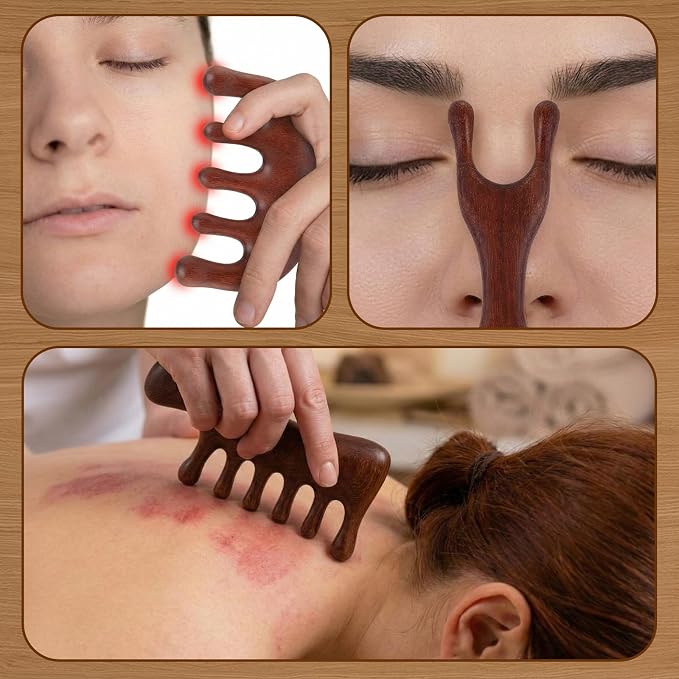 6 Pcs Natural Wooden Scalp Massager Comb Tool Set - Image 6