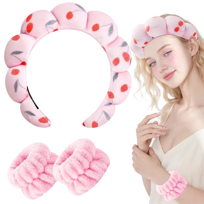 Zkptops Spa Headband for Washing Face Wristband Set Sponge Makeup Skincare - Image 8