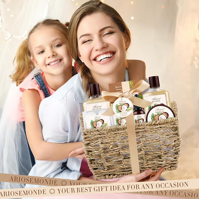 Bath & Shower Spa Basket Gift Set, Coconut Scent, - Image 7
