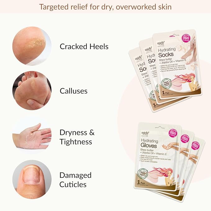 Epielle Hydrating Hand & Foot Masks, Relieve and Soften Dry, Overworked Skin - Image 4