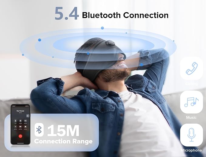 TOPOINT Sleep Mask with Bluetooth Headphones, 3D Eye Mask - Image 4