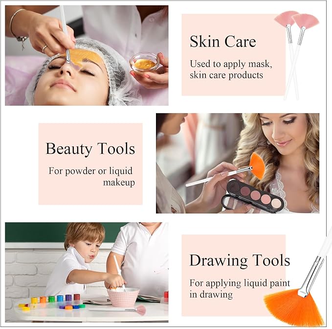 9 Pieces Facial Fan Mask Brushes, Soft Facial Applicator Brushes Tools - Image 6