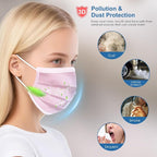 NNPCBT Pink Disposable Face Masks 125 Pack, 3-Ply Breathable Mask - Image 4