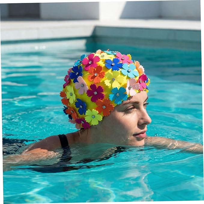 Toyvian Ladies Flower Swimming Cap, Simulation Floral Petal Swim Hat - Image 8
