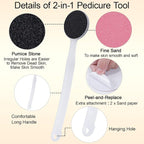 2Pcs Foot File Callus Remover 13.7" Long Handle, 2-in-1 Foot Scrubber - Image 2