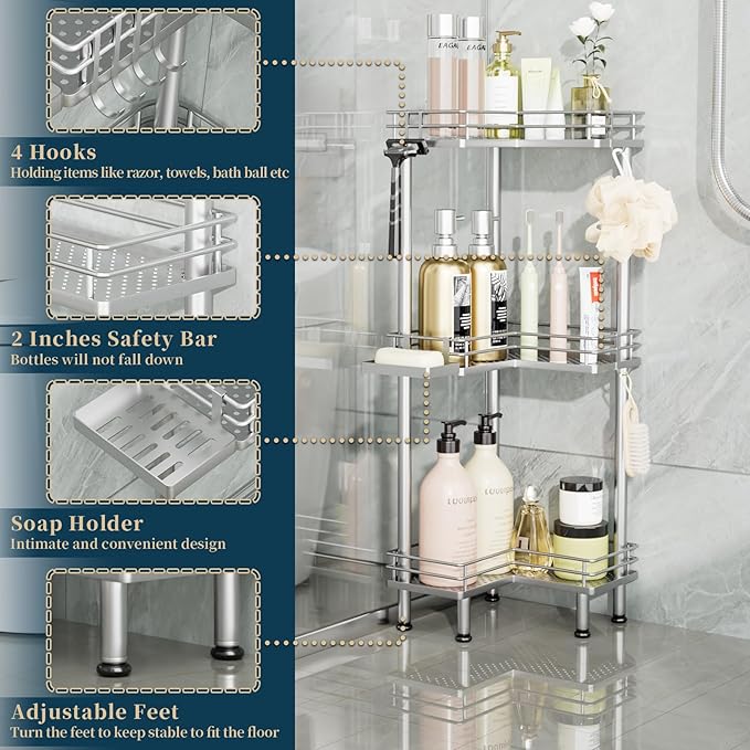 Consumest Corner Shower Caddy Standing - Image 3