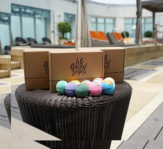 LifeAround2Angels Bath Bombs Gift Set 12 USA made Fizzies, Shea & Coco Butter - Image 7