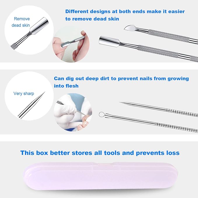 jindian Ingrown Toenail Pedicure Tool Kit Nail File and Nail Lifter Pusher - Image 4