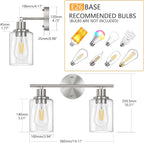 FOLKSMATE Bathroom Light Fixtures, 2-Light Brushed Nickel Vanity Light - Image 4