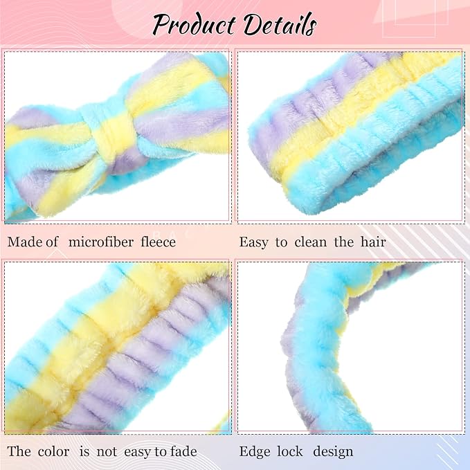 Jexine 24 Pcs Facial Spa Headband Makeup Headbands Bulk Bow Hair Head Band - Image 3