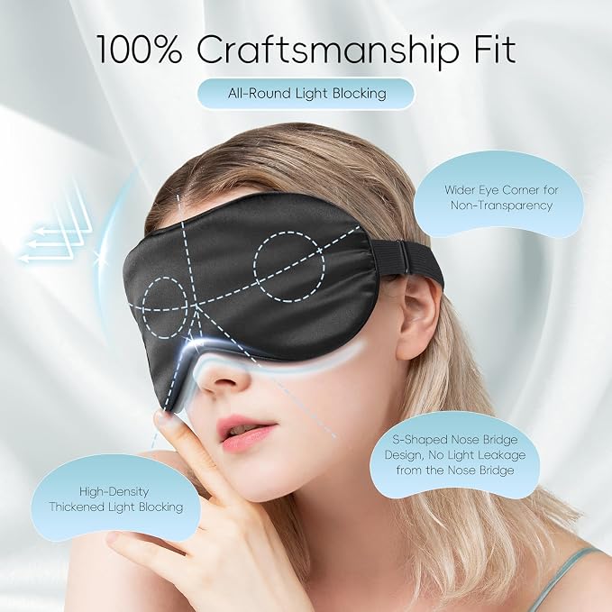 TOPOINT Silk Sleep Mask Light Blocking, 3-in-1 Cooling Heated Eye Mask - Image 2