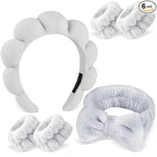 Zkptops 6Pcs Spa Headband for Washing Face Wristbands Set Women Bubble Makeup by ZKPTOPS