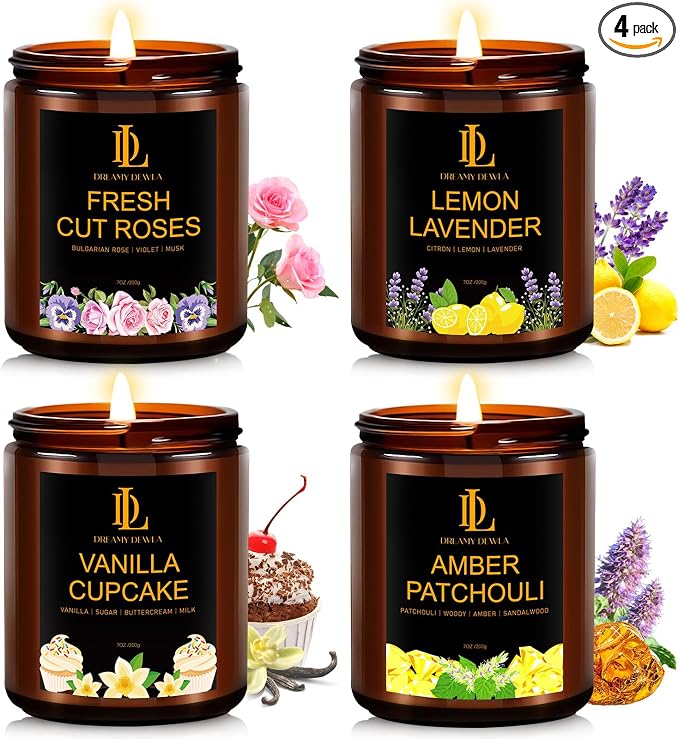 4 Pack Candles for Home Scented, 28 oz Soy Aromatherapy Candle Set, Candle by DLDREAMYDEWLA