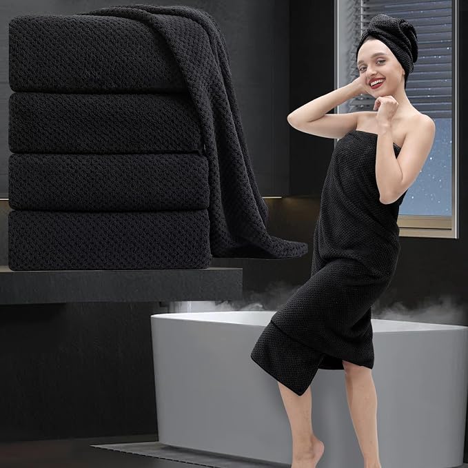 Extra Large Bath Towel Set of 4, Oversized Bath Sheet Super Soft Highly by MAGGEA
