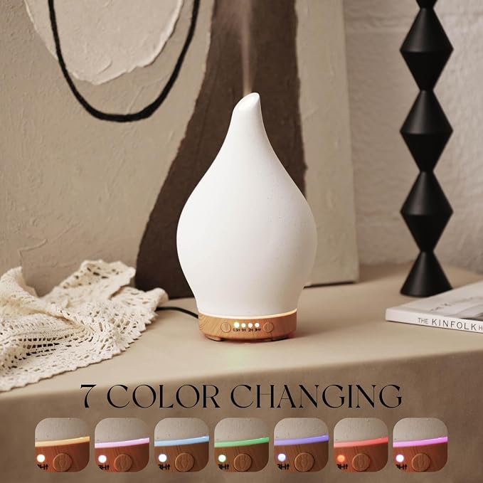 Porseme 150ml Essential Oil Diffuser Ceramic Color Changing Aroma Air Diffusers - Image 3