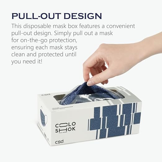 CSD Colo 30 Pcs Blue Disposable Face Masks, 3 Ply Adult Mask - Image 2