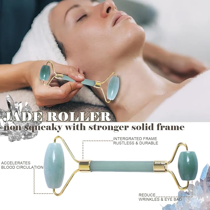 Jade roller and gua sha, facial roller, women's skincare tool, self-care gift - Image 3