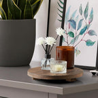 Small Round Decorative Tray Burnt Wood Bathroom Counter Organizer Pedestal - Image 3