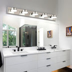 Brushed Nickel Bathroom Light Fixtures Over Mirror, 5-Light Bathroom Vanity - Image 2