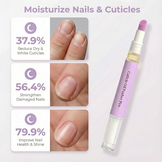 Ceramic Cuticle Pusher & Nail Oil Pen, 2-in-1 Nail Care Tool, Gentle Hangnail - Image 3