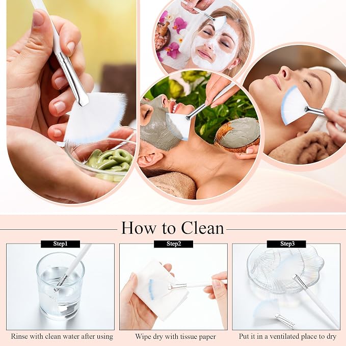 9 Pieces Facial Fan Mask Brushes, Soft Facial Applicator Brushes Tools - Image 5