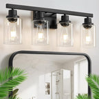 4-Light Bathroom Vanity Light, Modern Matte Black Wall Sconce Lighting - Image 2