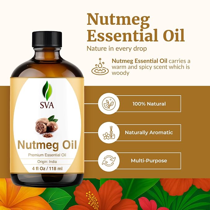 SVA Nutmeg Essential Oil – 4 Fl Oz – 100% Natural Nutmeg Oil - Image 2