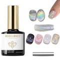 modelones Rainbow Cat Eye Gel Nail Polish Top Coat, 2-in-one 9D Glitter Clear by MODELONES