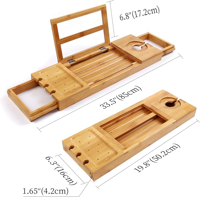 Utoplike Bamboo Bathtub Caddy Tray Bath Tray - Image 5