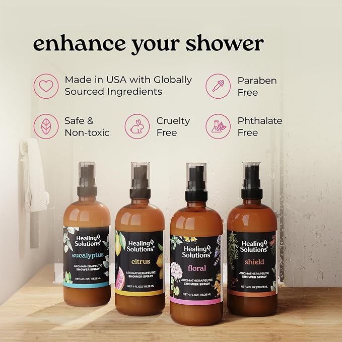 Healing Solutions Aromatherapy Shower Spray, Floral Blend, Therapeutic Grade - Image 2