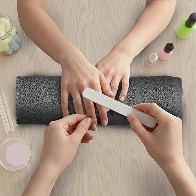 Salon Towels – 50 Pack Grey Hand Towels 100% Cotton Spa Towels – 16x27 inches - Image 7