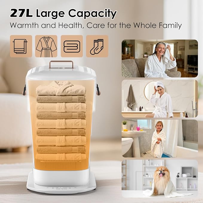 MFTEK 27L Towel Warmer for Bathroom, Foldable Heated Towel Warmers Bucket - Image 4