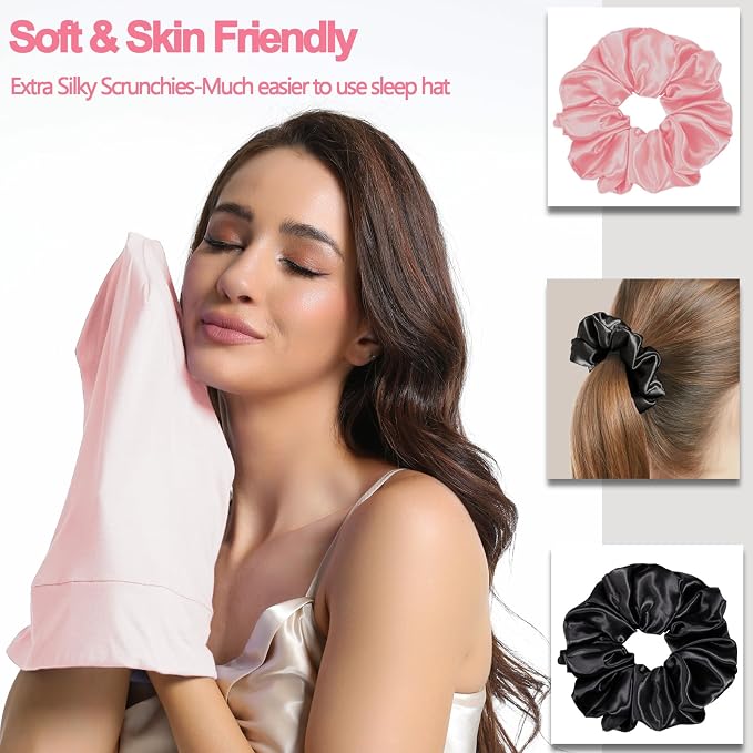 Satin Bonnet for Sleeping Night Cap, Adjustable Satin Lined Silk Bonnets Sleep - Image 7