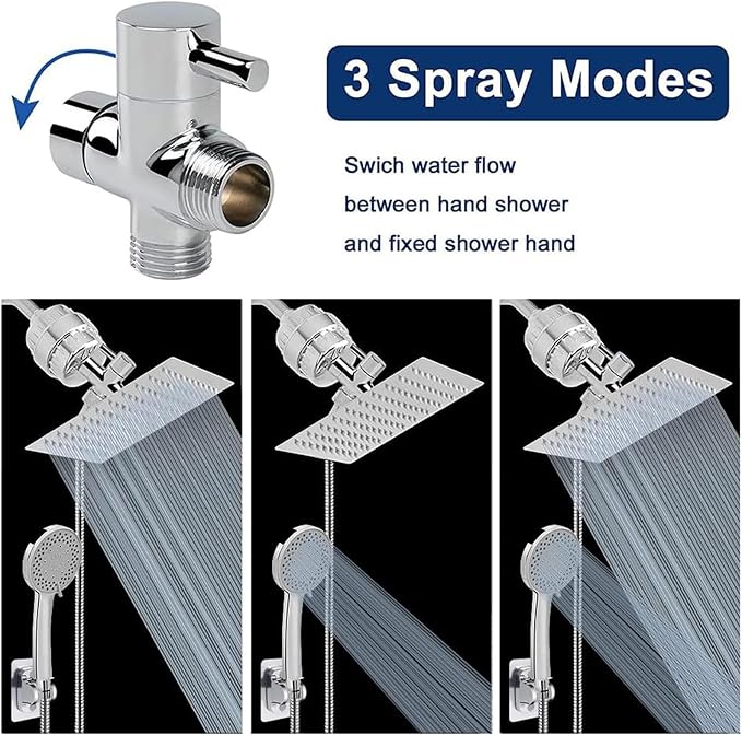 NearMoon Filtered Shower Head, High Pressure 8″Square, 5 settings Handheld Rain - Image 2