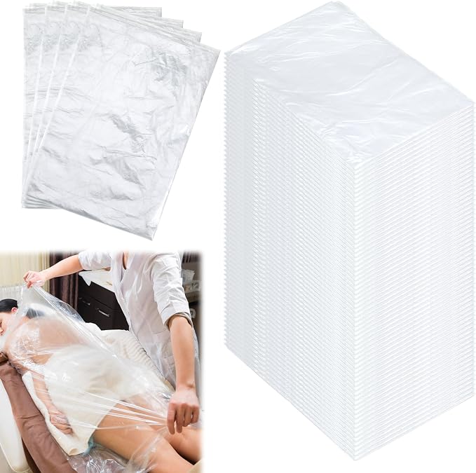 200pcs Plastic Sheeting for Body Wrap, 86x47 Inch Sauna Bag Liners, Disposable by Unknown