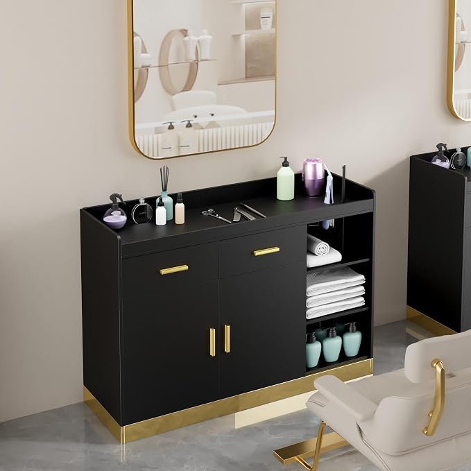 Salon Storage Cabinet Barber Station, Free Standing Hair Styling Station - Image 2