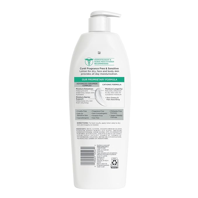 Curel Fragrance Free Comforting Body Lotion, Unscented Dry Skin Moisturizer - Image 10