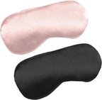 2 PCS Black Pink Satin Sleep Masks, Adjustable Silk Eye Mask by Unknown
