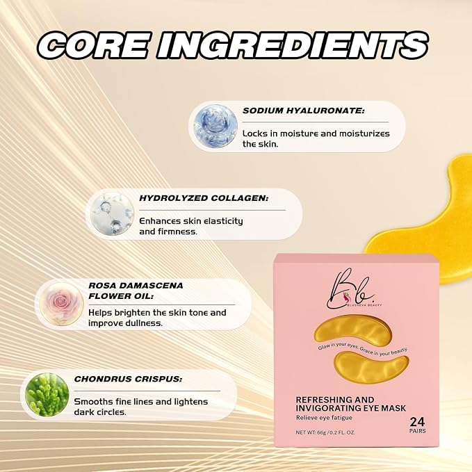 Gold Under Eye Masks – 24 Pairs Collagen & Hydrating Gel Eye Patches - Image 2