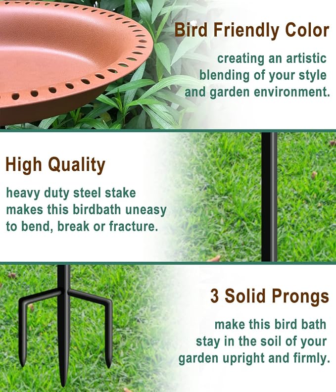 Garbuildman 28 inch Lightweight Birdbaths Antique Decoration Detachable - Image 4