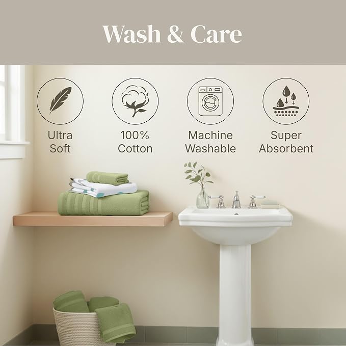 Modern Threads Natural Vine 6-Piece 100% Cotton Towel Set – Yarn Dyed Jacquard - Image 7