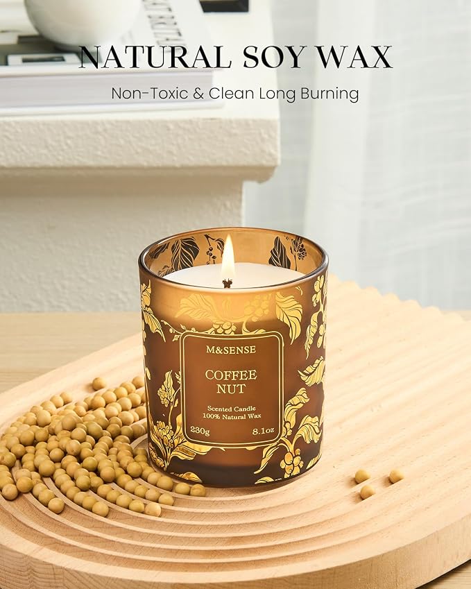 M&SENSE Coffee Nut Scented Vegan Soy Candles, No Toxin Naturally Scented - Image 2