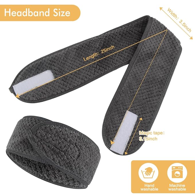 SINLAND Spa Headband for Women Ultra Soft Adjustable Makeup Hair Band - Image 2